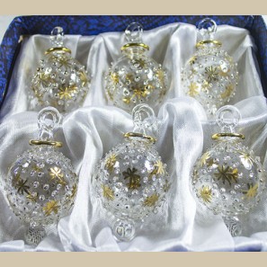 1.4" Blown Glass Egyptian Christmas Ornaments - Set of 6 Ornaments